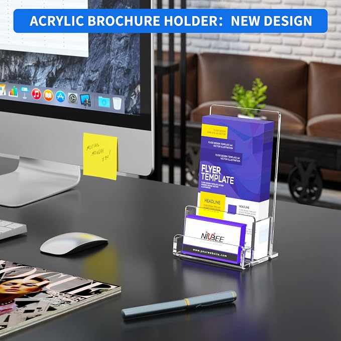 NIUBEE 2-Pack Acrylic Brochure Holder 4‘’, Plastic Flyer Display Stand - Image 5