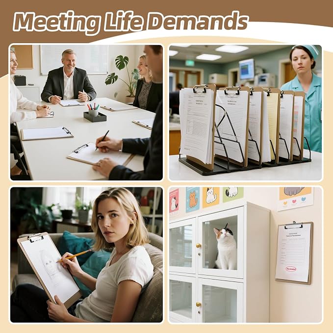 HappyHapi 24 Pack Clipboard 8.5 x 11 Letter Size Clip Boards Bulk, A4 Wooden - Image 6