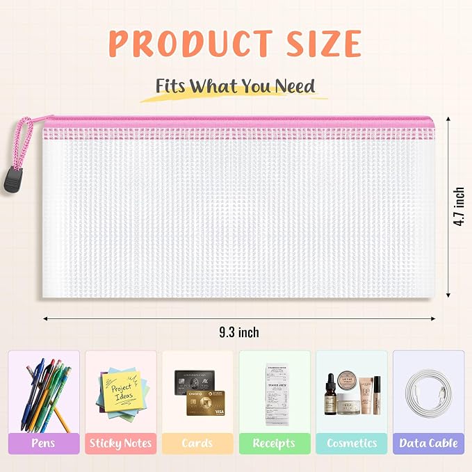 Smarpau 24 Pack Pencil Pouches, A6 Waterproof PVC Pencil Bags, 12 Colors Mesh - Image 2