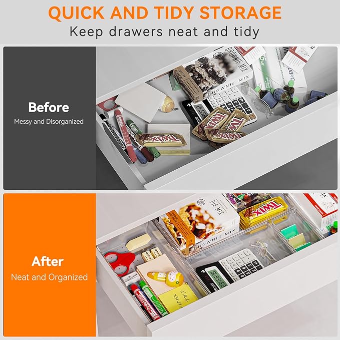 6 Pack Large Clear Plastic Drawer Organizer Trays, Acrylic Kitchen Drawer - Image 5