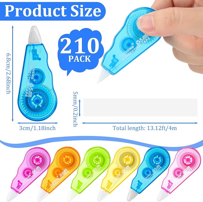 Chivao 210 Pack Mini Correction Tape Bulk Ink Corrector Eraser Tape Set 13.12 - Image 2
