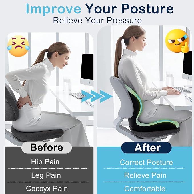 Seat Cushion, Office Chair Cushion, L-Shaped Ergonomic Car Seat Cushions - Image 4