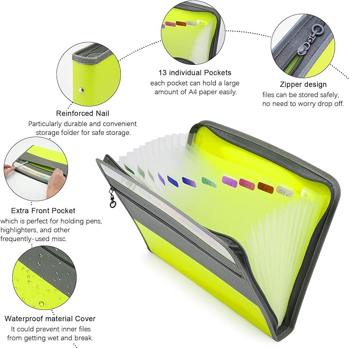 NAFY Expanding File Folders, A4 Letter Size Portable Accordion Expanding File - Image 3