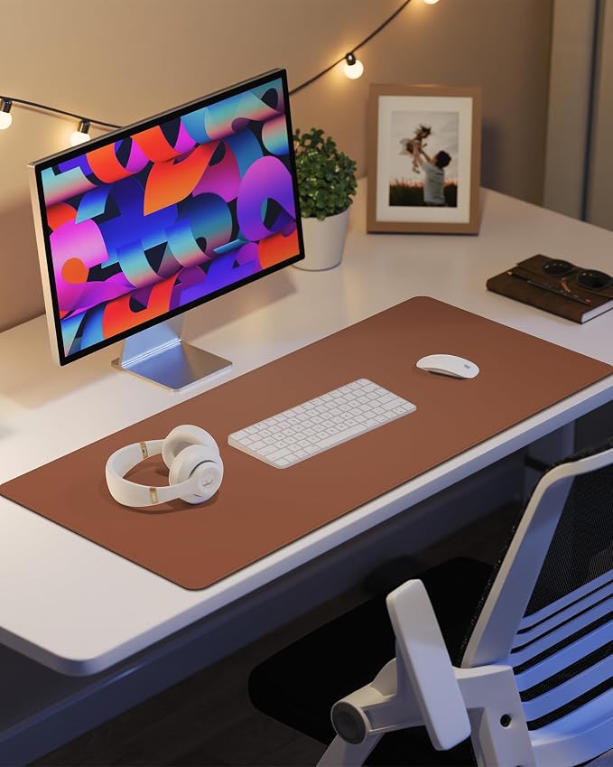 Leather Desk Pad Protector, Mouse Pad, Office Desk Mat, Non-Slip PU Leather - Image 6