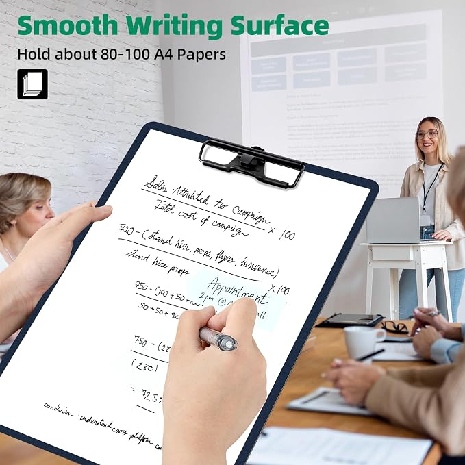 FRETONBA Clipboard with Pen Holder, Plastic Clipboard with Low Profile Metal - Image 4
