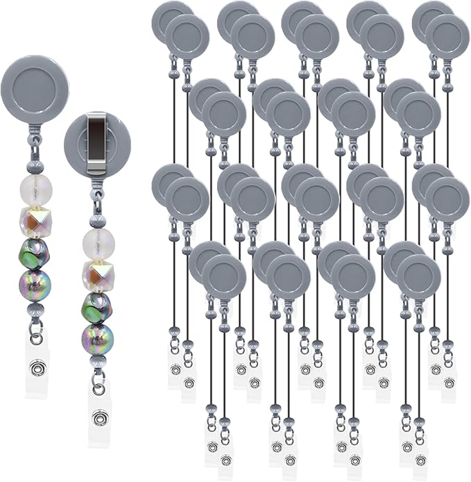 30pcs Gray Beadable Badge Reels Making Kits by Unknown