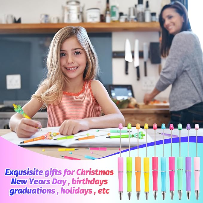 150 Pieces DIY Beadable Pen Kit – 50 Plastic Ballpoint Pens - Image 5