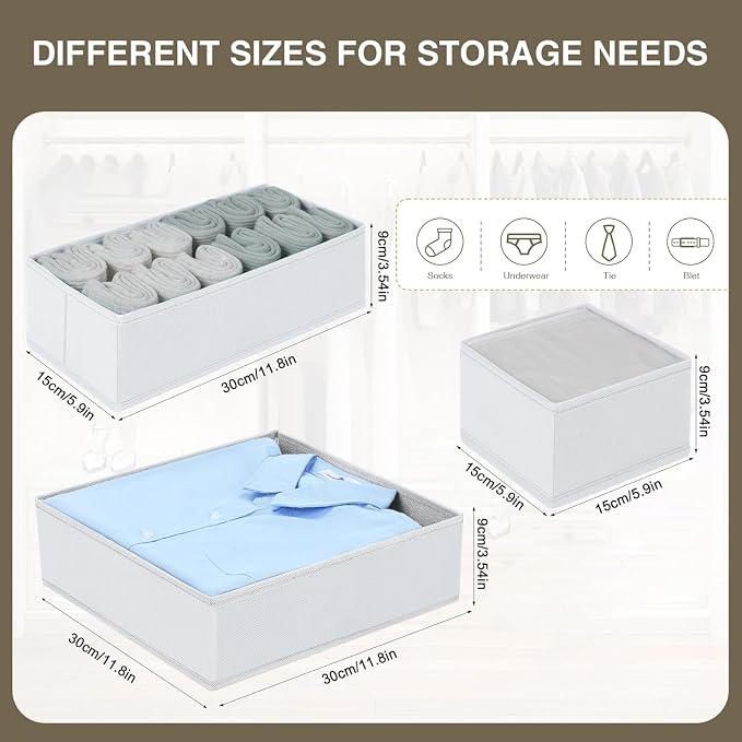 DIMJ Drawer Organizer Clothes, 15 Pack Fabric Drawer Organizer Bins, Foldable - Image 3