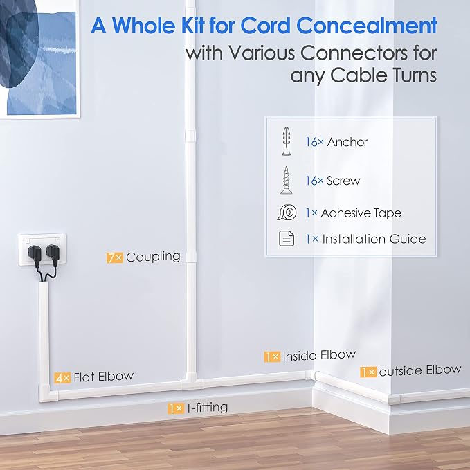 Yecaye Cord Hider, 125In Cord Covers - Image 3