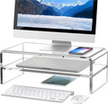 Egchi Clear Acrylic Monitor Stand Riser 2 Tier, 5.12 Inches High Clear Computer by Egchi