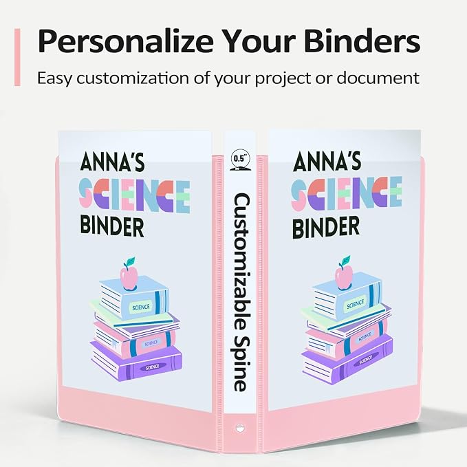 BinderX Extra Durable 3 Ring Binder, Round Rings 0.5 Inch Binder, Fits 100 - Image 5