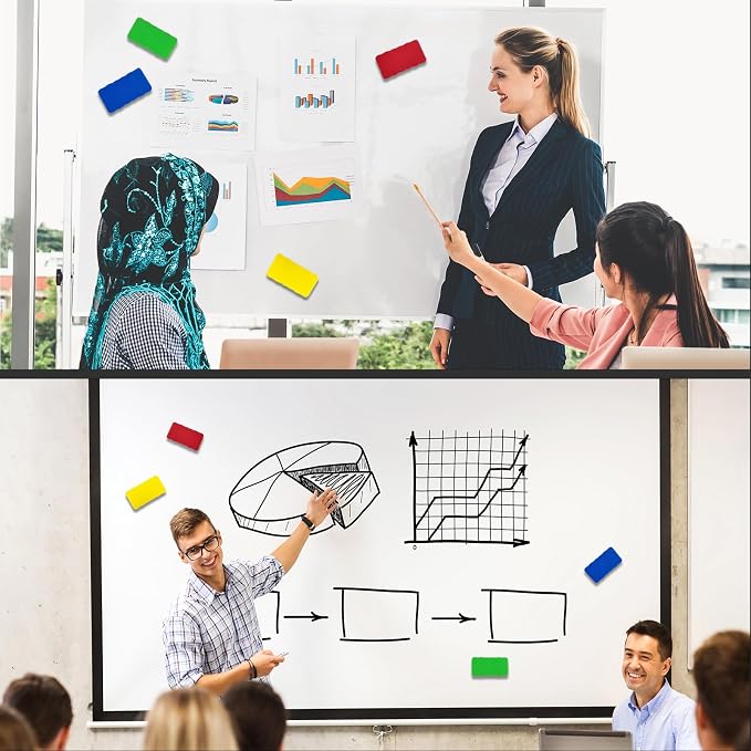 8 Pack Dry Erase Erasers, Magnetic Whiteboard Eraser, 4 Colors White Board - Image 6