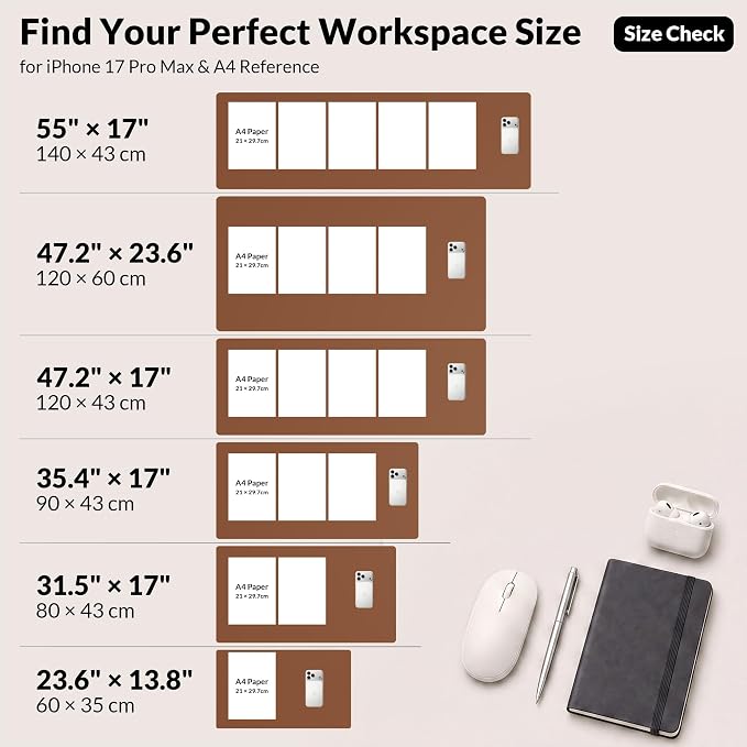 AFIING Leather Desk Mat, 31.5" x 17", Cork Desk Pad Protector | Dual-Sided Cork - Image 9