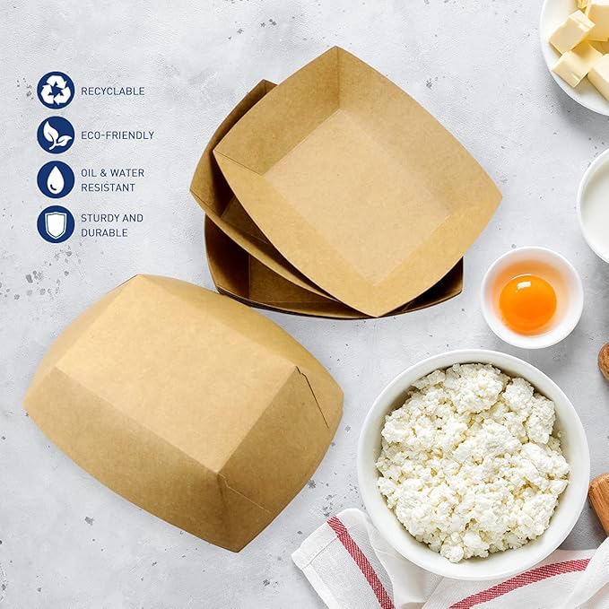 Oomcu 100 Pack 3 lb Heavy Duty Paper Food Trays - Image 6