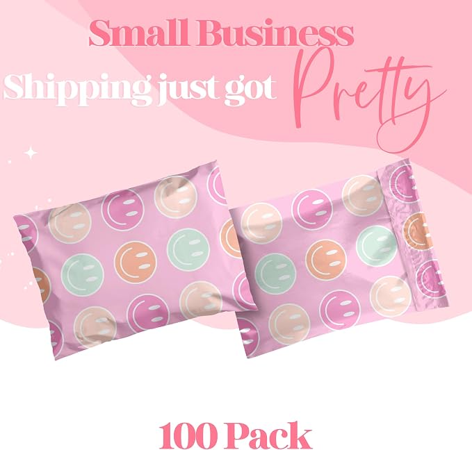 Pretty Package Store Designer Poly Mailer 10x13, Smiley Face, 100 Pack | Heavy - Image 2