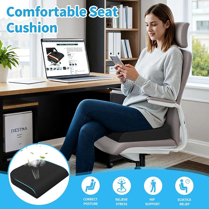 TranquilRelax Large Seat Cushion, Memory Foam Cushion - Image 7