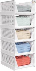 5 Pack Stackable Closet Storage Basket by shoeboxesanddeskorganizers