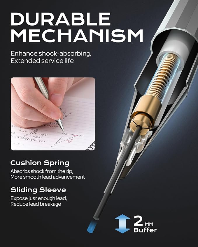 Nicpro 4 Pack Metal Mechanical Pencil Set 0.9mm, MB1000 Lead Drafting Pencil - Image 3