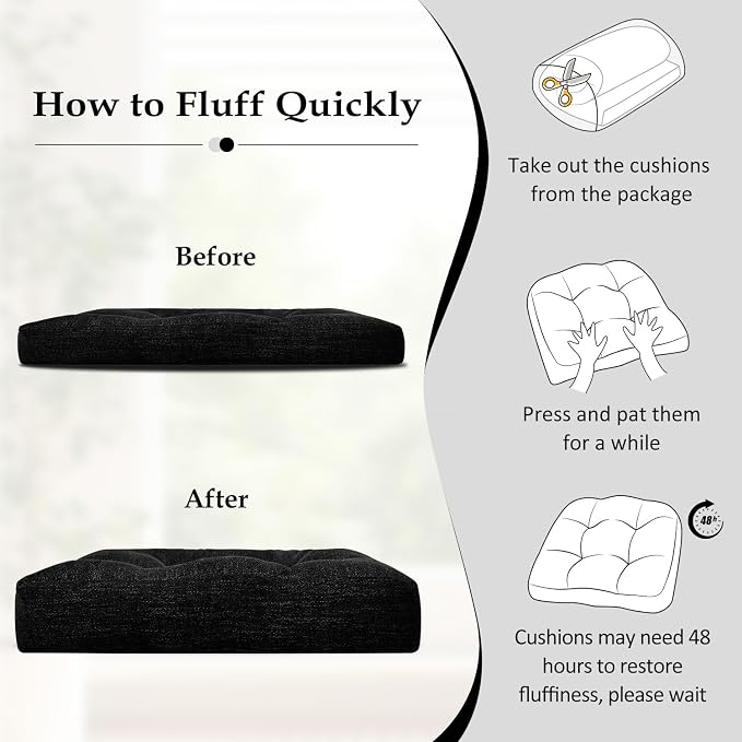 downluxe Chair Cushions for Dining Chairs 2 Pack, Tufted Indoor Chair Pads - Image 6