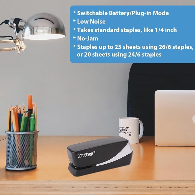 Coruscant Electric Stapler, No Jam Easy Reload, 25 Sheet Automatic Staplers - Image 9