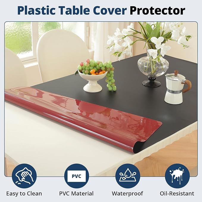 OstepDecor Black Table Cover Protector 16 x 40 Inch, 1.5mm Thick Plastic Table - Image 4