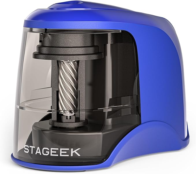STAGEEK Electric Pencil Sharpener, Plug in or USB/Battery Operated. Works by STAGEEK