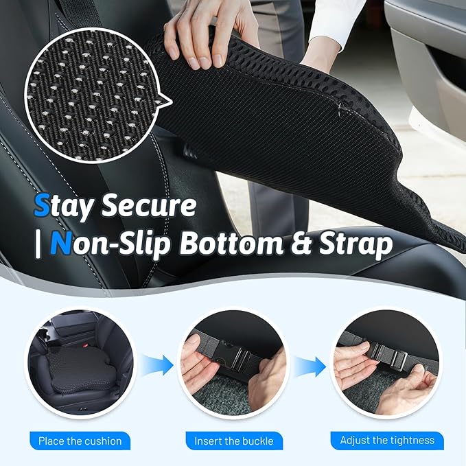 Wedge Car Seat Cushion for Better Visibility & Sciatica Pain Relief - Image 6