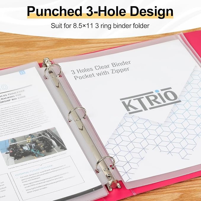 KTRIO 12 Pack Binder Pockets, 8.5 x 11 Zipper Pouches - Image 4