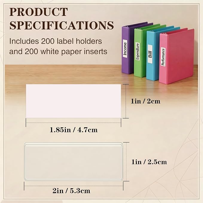 Self Adhesive Label Holders, ELEMGULY 200 Pack Adhesive Shelf Tag Shelf Label - Image 2