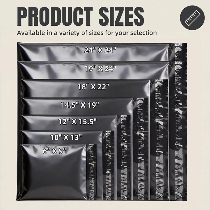 10"x13" Poly Mailers，Black Shipping and Envelope Bags Pack of 100 - Image 4