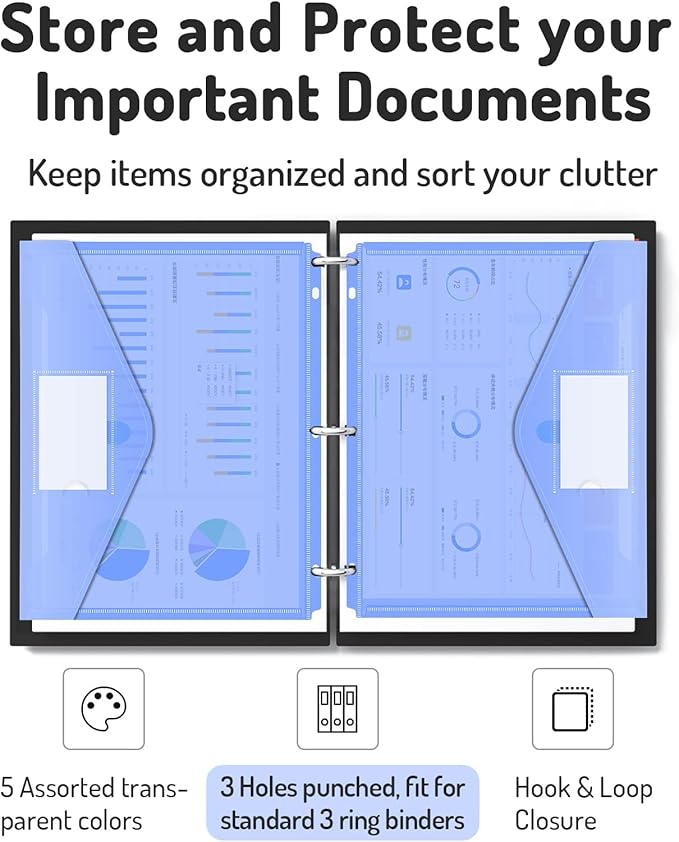 Forvencer Binder Pocket, 5 Pack Super Heavyweight Poly Binder Pocket - Image 2