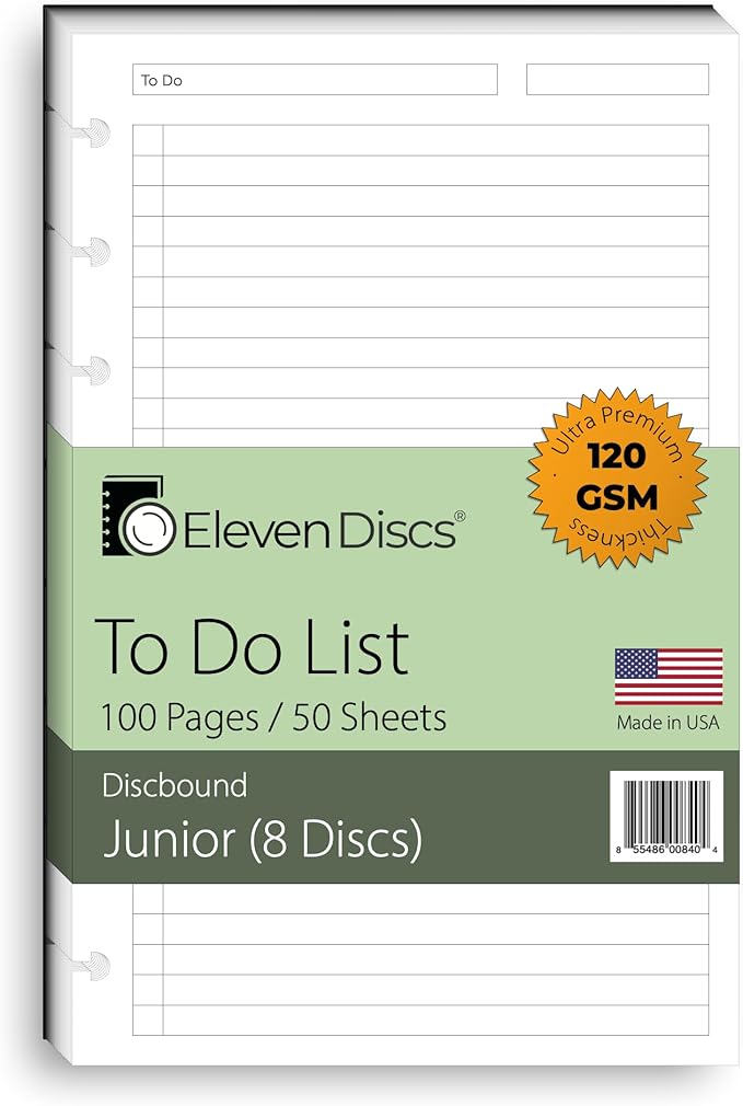 Eleven Discs Discbound Paper, Junior Size To Do List Sheets by ElevenDiscs