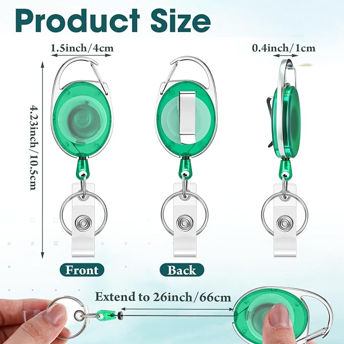 Honoson 30 Pcs Heavy Duty Retractable Badge Reels Batch ID Badge Holder - Image 2
