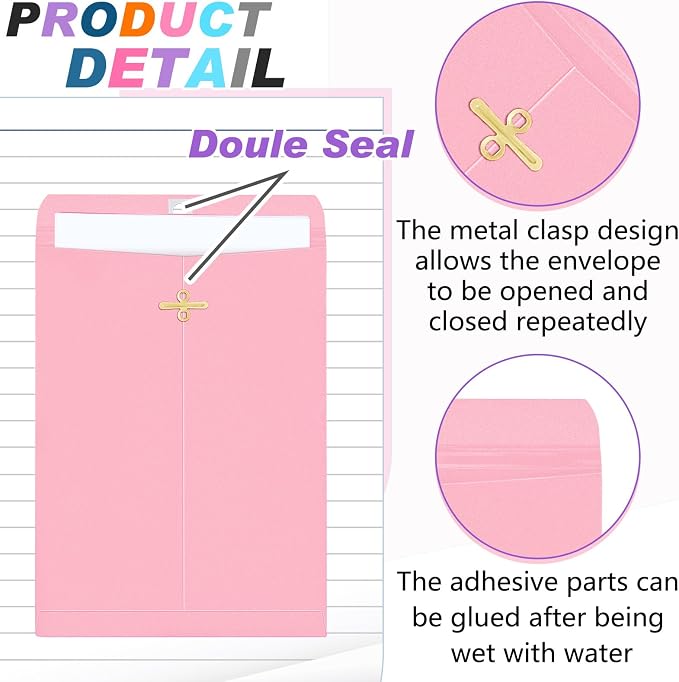 Geyee 50 Pcs 9 x 12 Inch Clasp Envelopes Letter Size Mailing Envelopes - Image 3