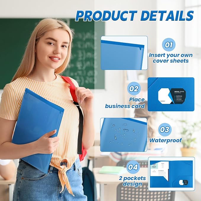 Henoyso 18 Pack Blue Plastic Folders - Image 3