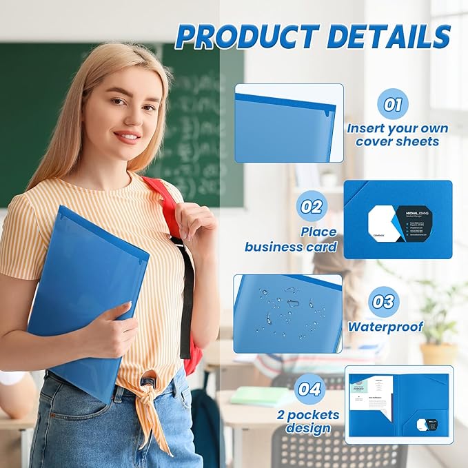 Henoyso 36 Pack Blue Plastic Folders - Image 2