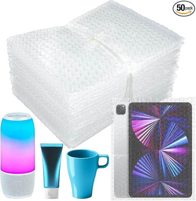50Pcs Clear Bubble Out Bag Pouches, 8X10 Inch Bubble Pouch Wrap, Double Wall by SEUNGCH