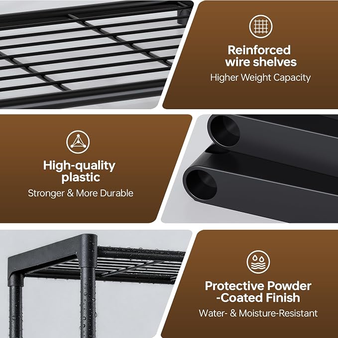5-Tier Storage Shelves with Plastic Connectors – Metal Shelf Organizer - Image 5