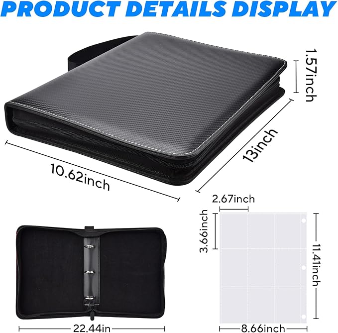 Portable 9-Pocket Trading Card Binder, Holds 1080 Cards - Image 5