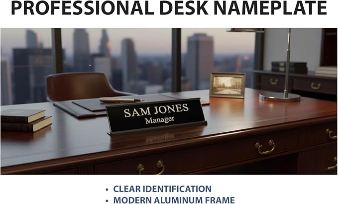 2" x 8" Aluminum Office Desk Nameplate Sign Holder 5 Pack - Image 6