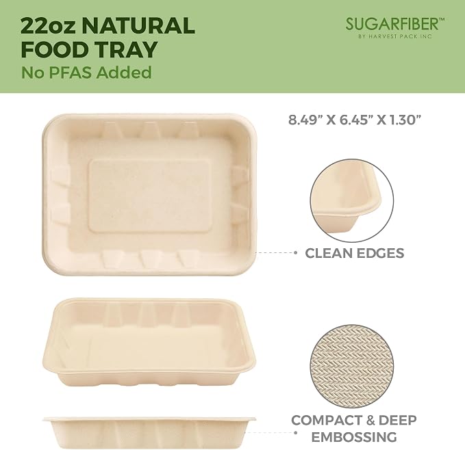 Harvest Pack 22 oz PFAS FREE Disposable Food Trays - Image 2