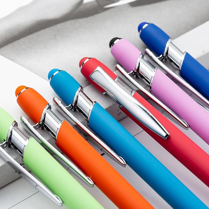 PASISIBICK 8 Pieces Ballpoint Pens 2-in-1 Stylus Retractable Metal Stylus Pen - Image 6