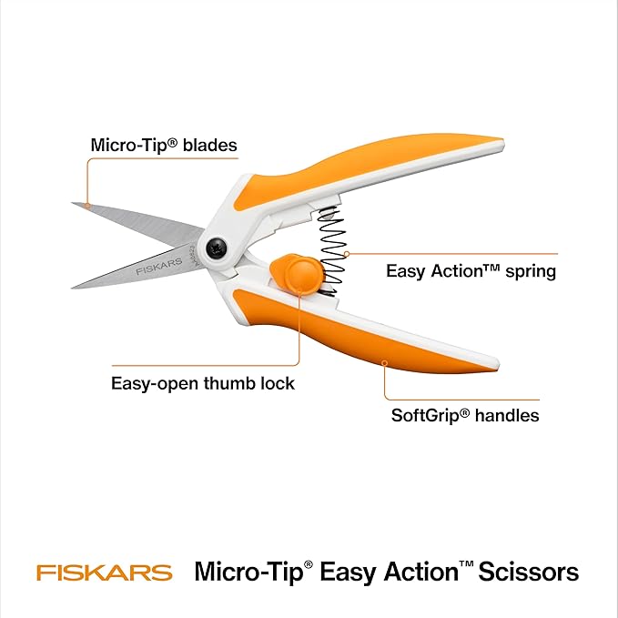 Fiskars Micro-Tip Spring Assisted Scissors, Precision Cutting Stainless Steel - Image 3