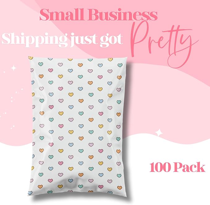 Pretty Package Store Designer Poly Mailers 14.5x19, Preppy Hearts, 100 Pack | - Image 5