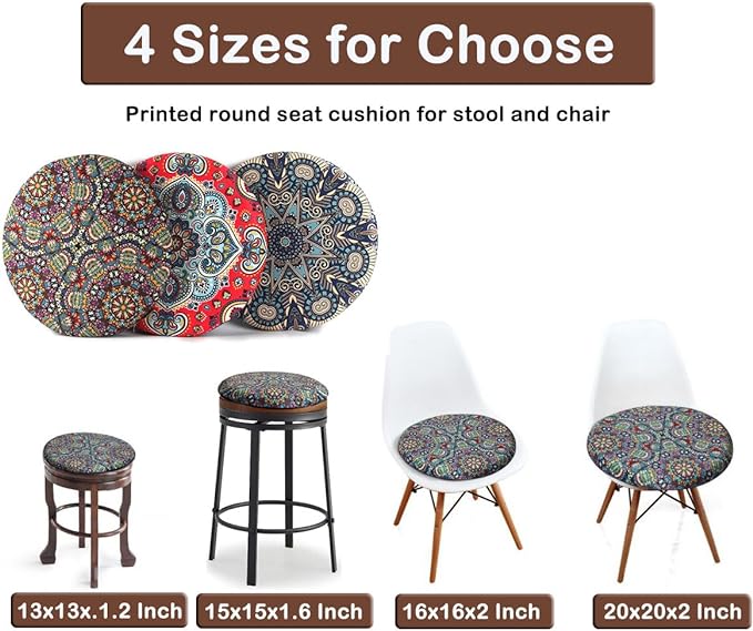 Sigmat Memory Foam Seat Cushion Anti-Slip Soft Round Chair Pad 18 Inch Floral - Image 2