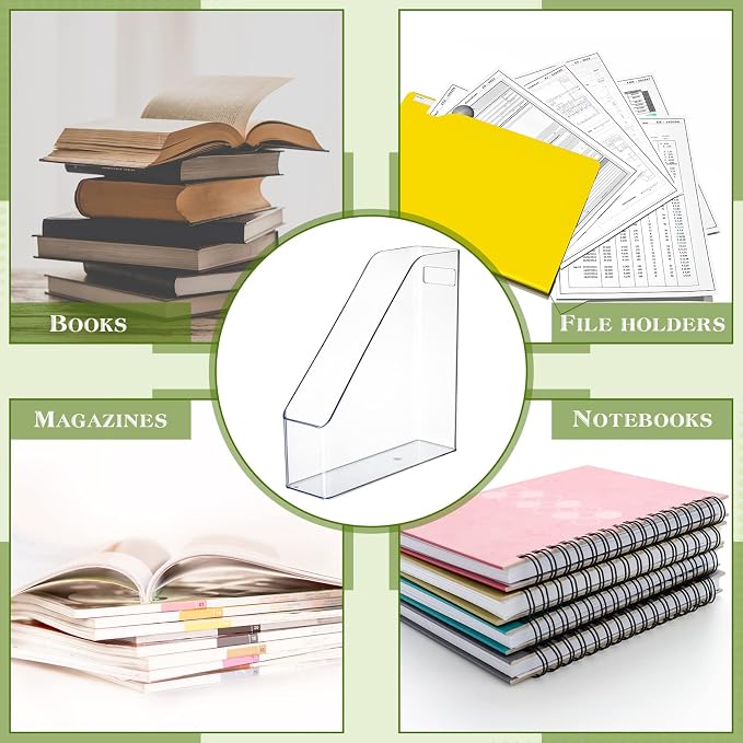 6 Pcs Clear Acrylic Magazine File Holder Plastic Desk Organizer - Image 7