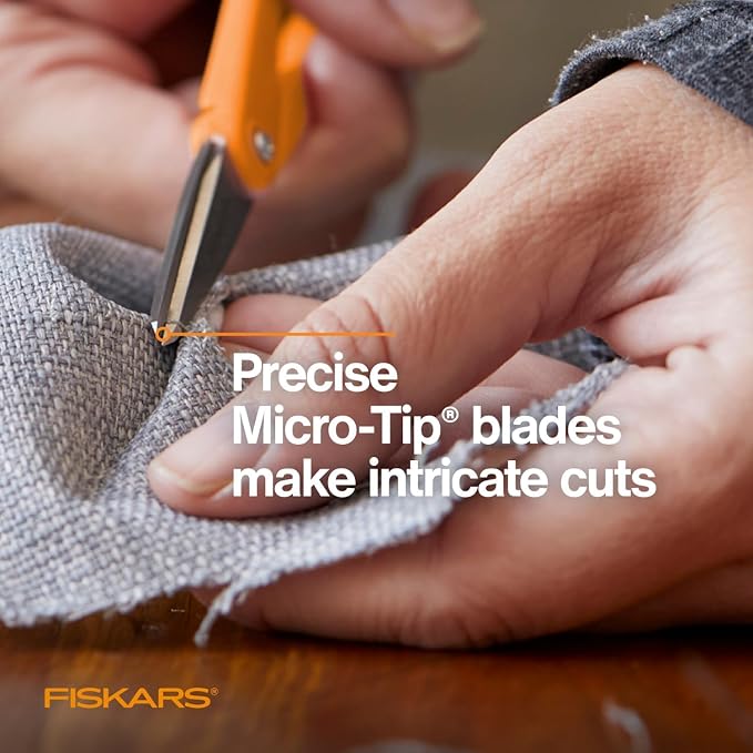Fiskars Premier No. 5 Micro-Tip Orange-Handled Fabric Scissors, Double Loop - Image 9