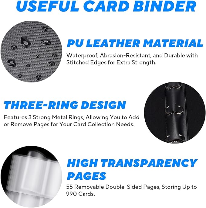 Portable 9-Pocket Trading Card Binder, Holds 1080 Cards - Image 6