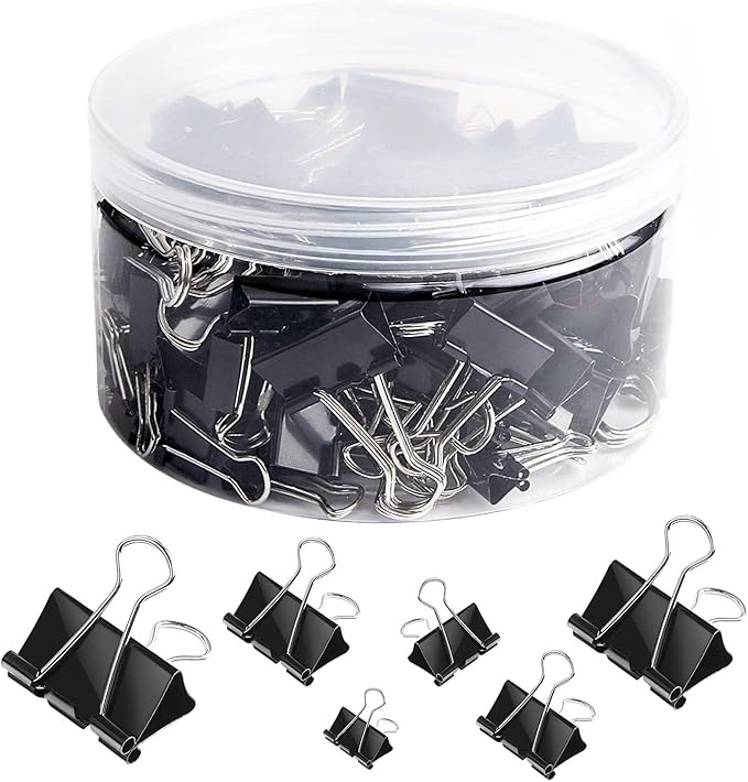 SANNIX 100 PCS Binder Clips Assorted Sizes, X Large, Mini and Micro, Binder by SANNIX