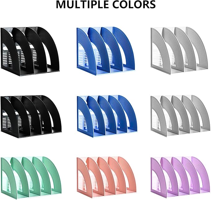 SAYEEC File Holder Storage Folder 4 Compartment Standing Desktop Hollow - Image 6